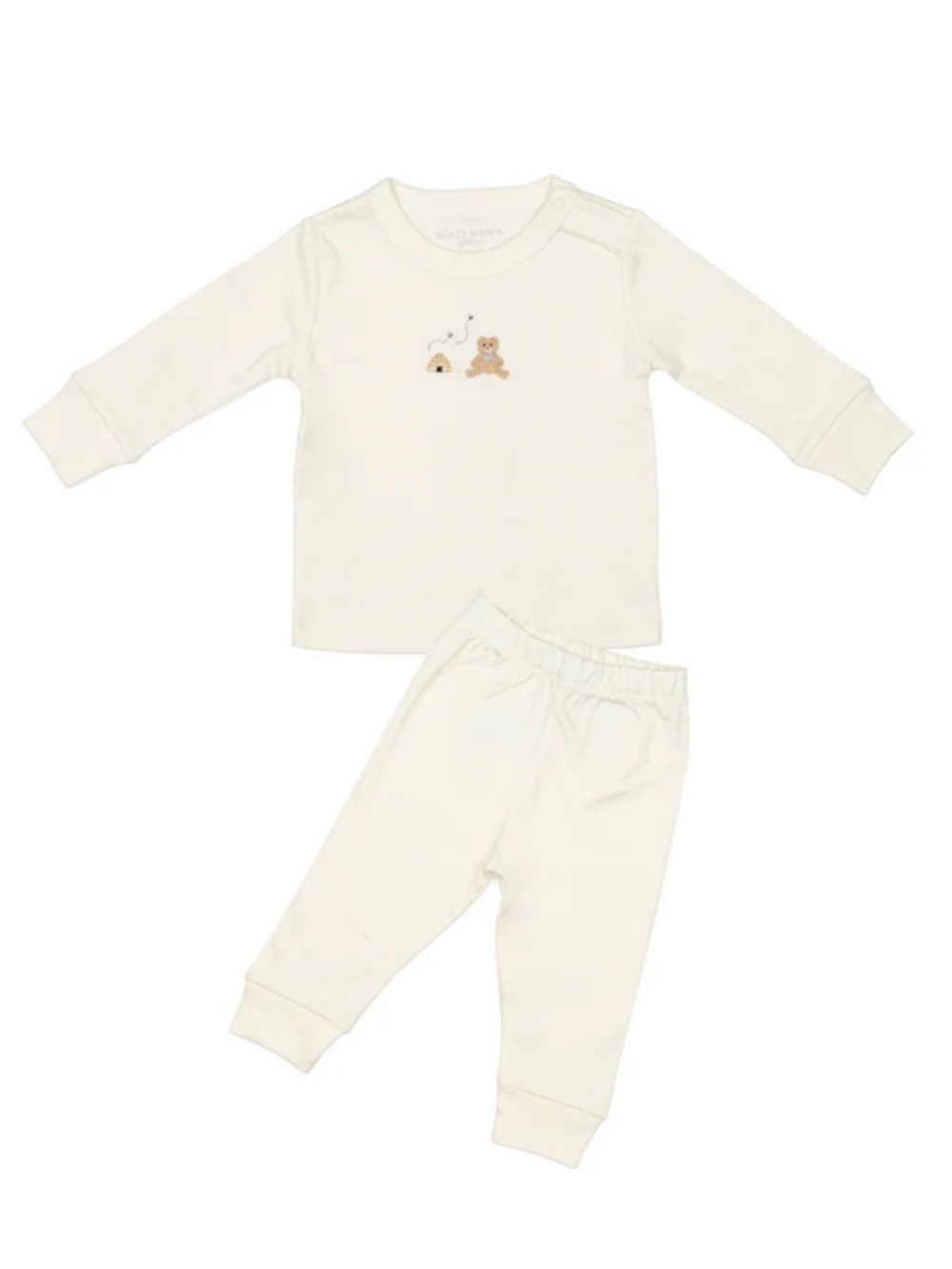 NWT Pima Embroidered Pajama Set in Honey Bear
